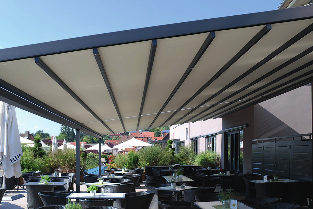 Cafe terrace with grey frame